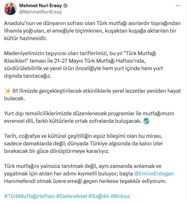Kültür ve Turizm Bakanı Mehmet Nuri Ersoy