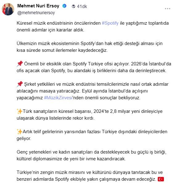 Mehmet Nuri Ersoy Spotify Toplantısı