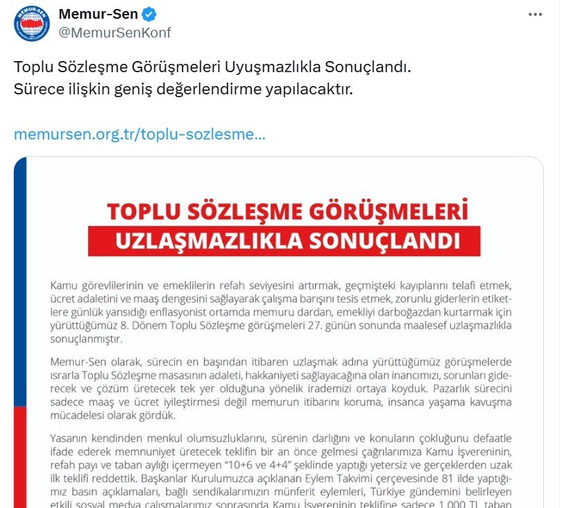 Memur-Sen Toplu Sözleşme Görüşmeleri