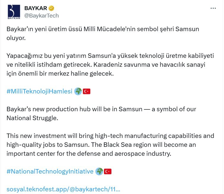 BAYKAR Samsun Üretim Üssü