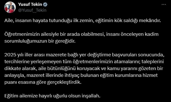 Milli Eğitim Bakanı Yusuf Tekin