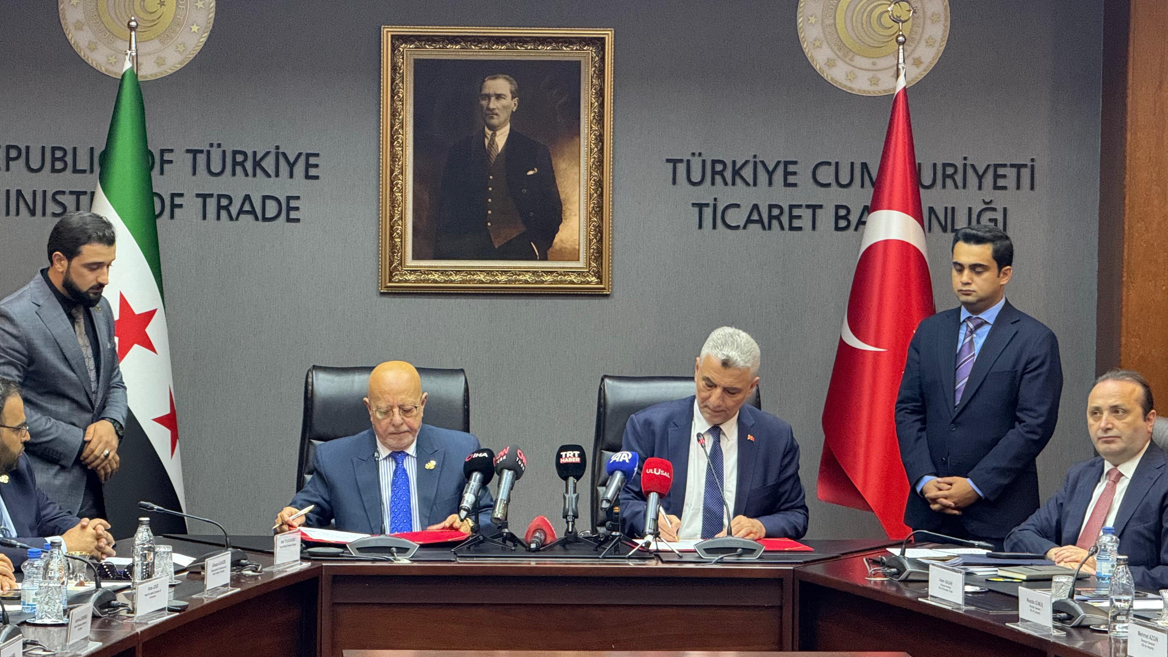 Ticaret Bakanı Ömer Bolat ve Suriye Ekonomi ve Sanayi Bakanı Nidal eş-Şaar