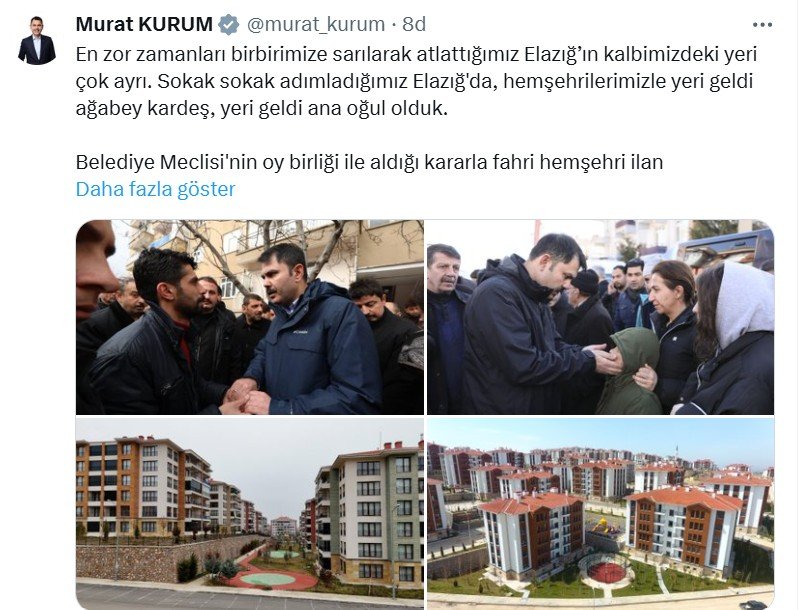 Bakan Murat Kurum deprem bölgesi