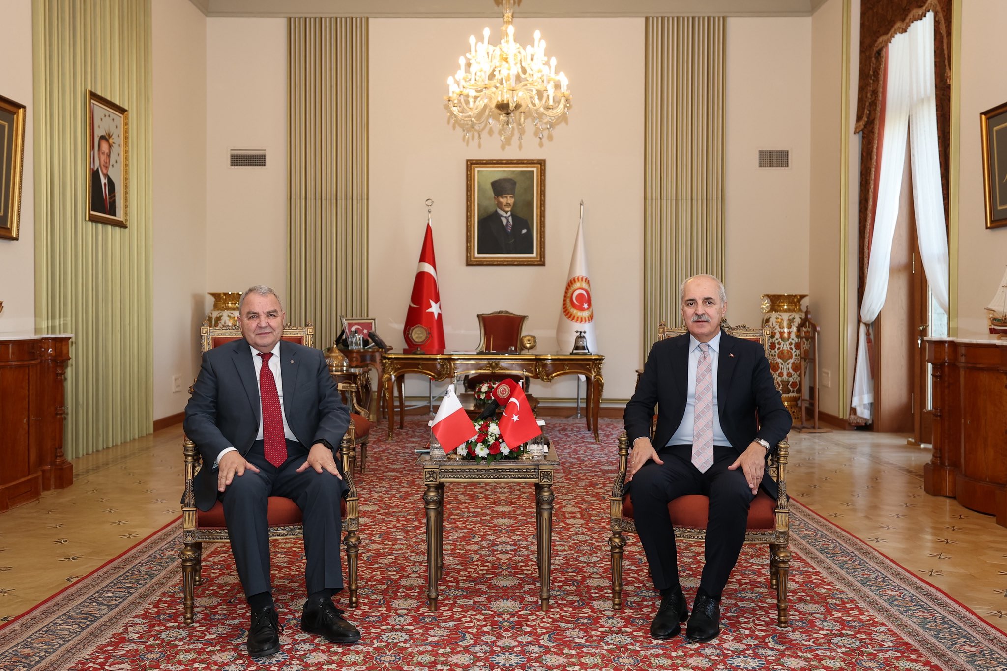 TBMM Başkanı Numan Kurtulmuş Malta Meclis Başkanı Farrugia