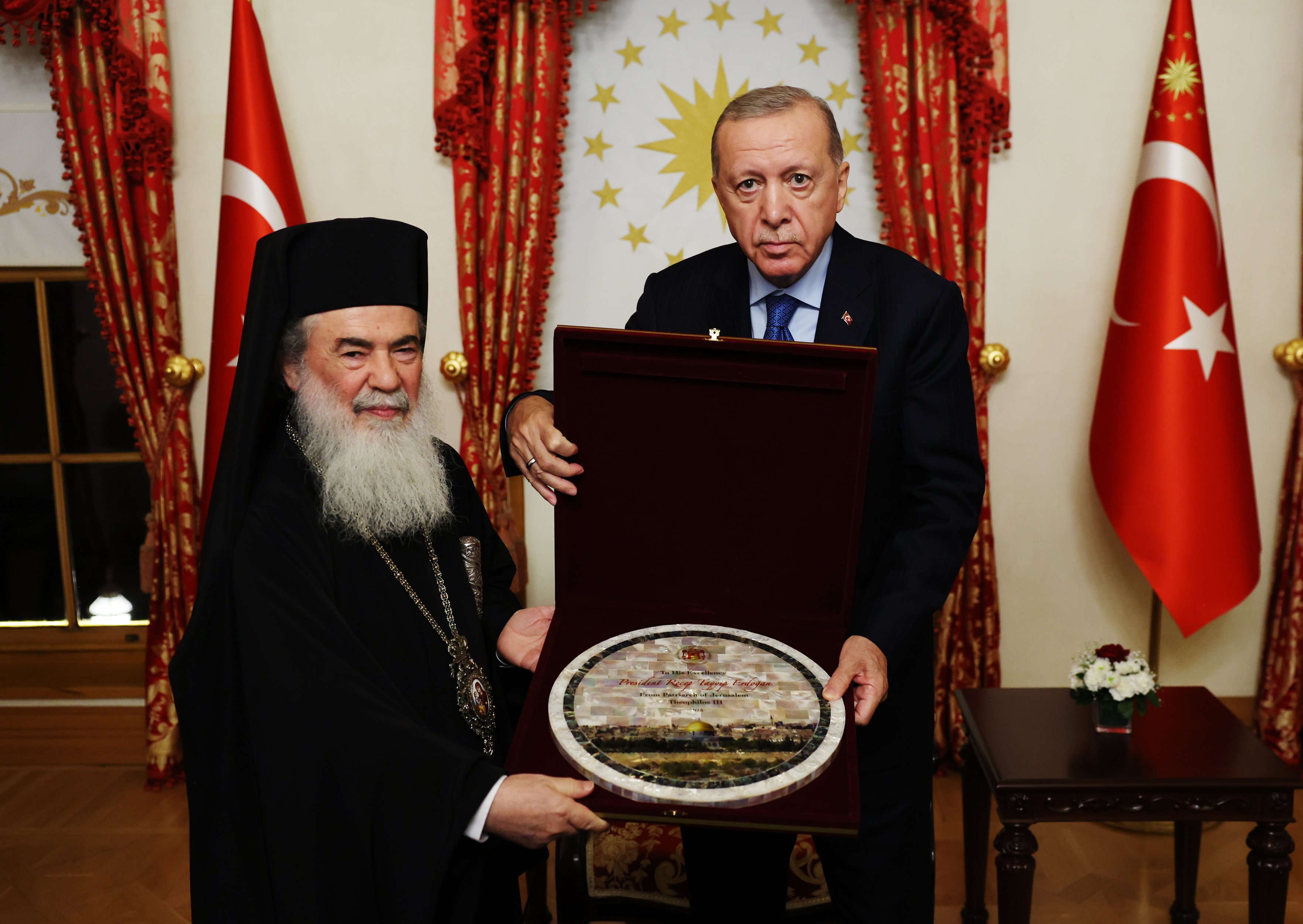 Cumhurbaşkanı Erdoğan Kudüs Rum Ortodoks Patriği görüşmesi