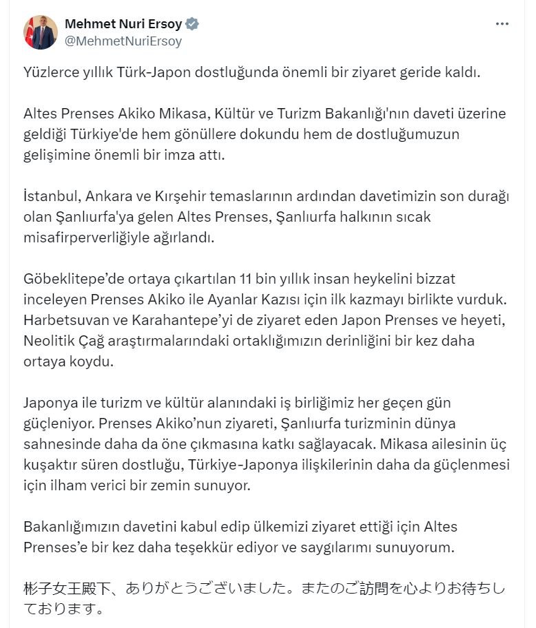 Bakan Ersoy ve Prenses Mikasa kazı çalışması