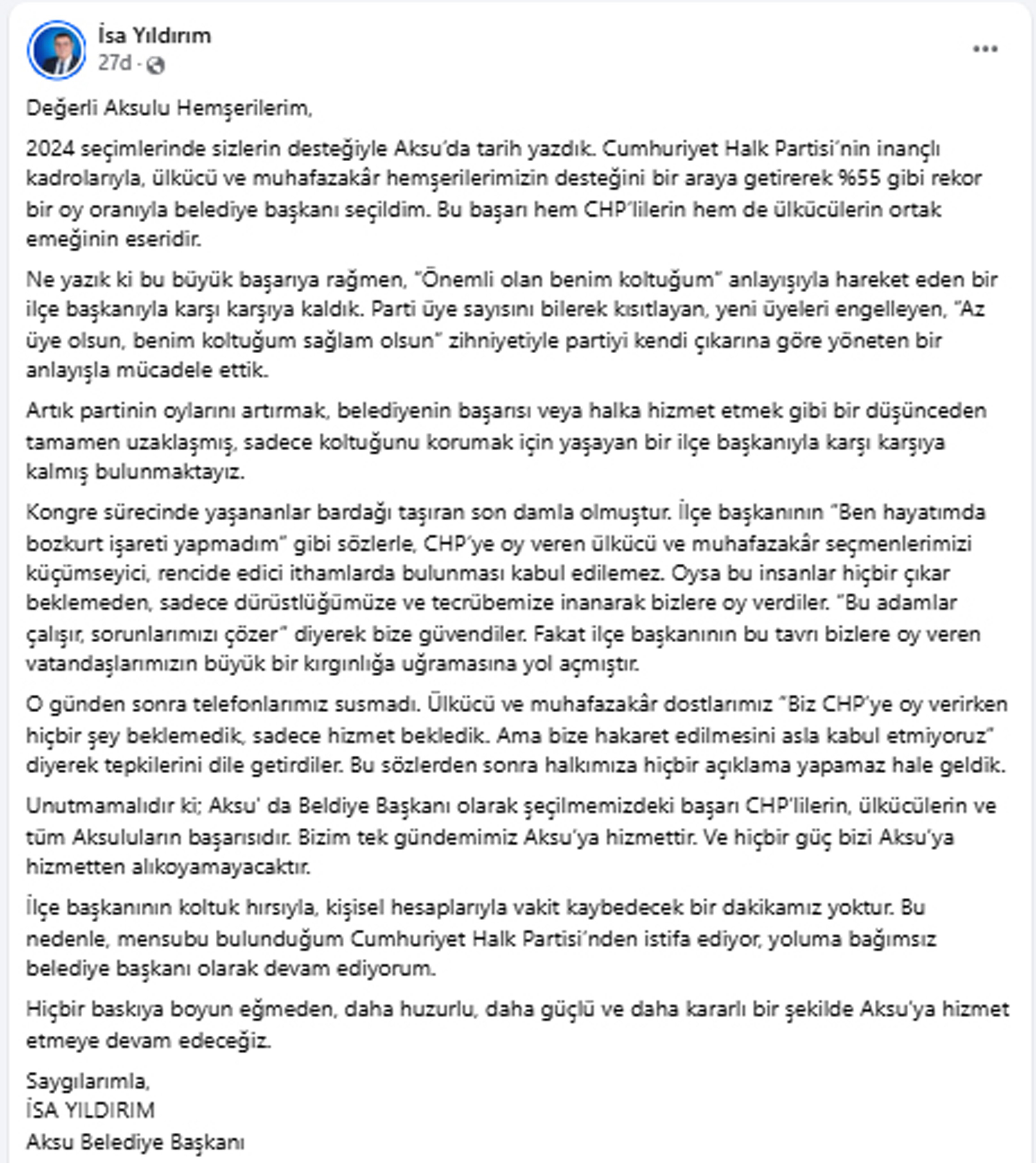 CHP Aksu ilçe başkanlığı kongre