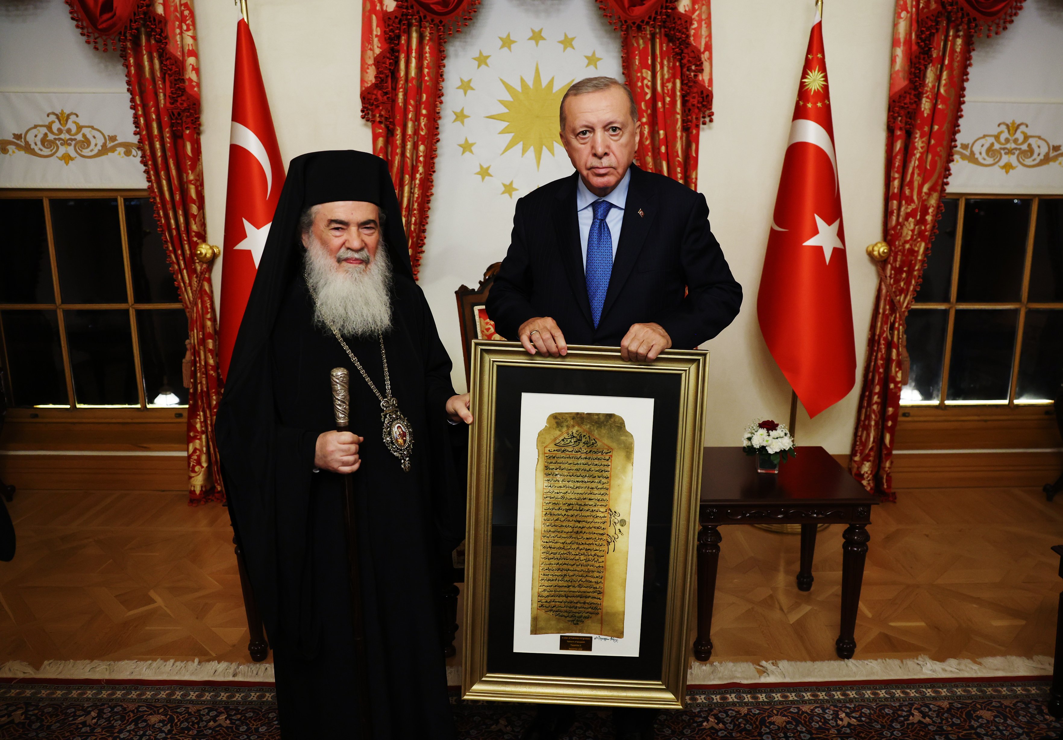 Cumhurbaşkanı Erdoğan Kudüs Rum Ortodoks Patriği Theofilos Giannopoulos