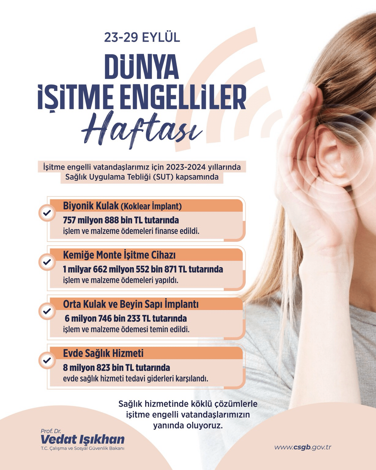 Vedat Işıkhan işitme engelli destekleri