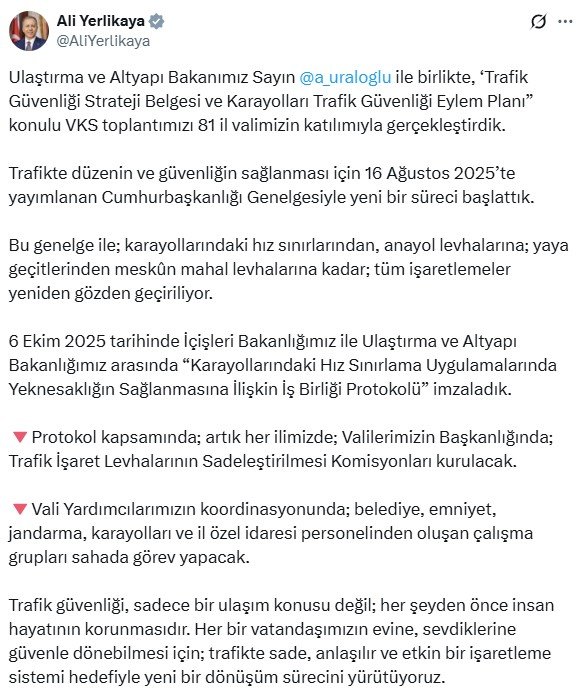 Ali Yerlikaya Trafik Güvenliği