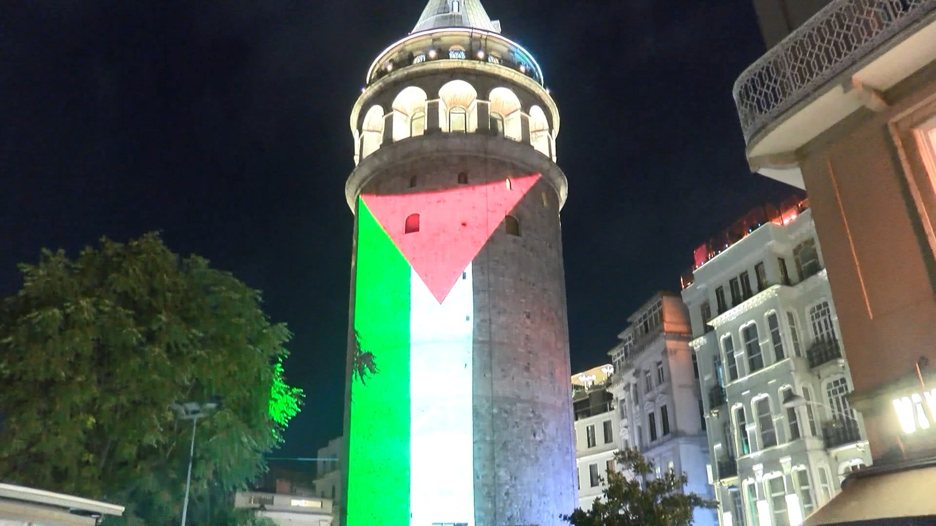 Galata Kulesi Filistin Bayrağı