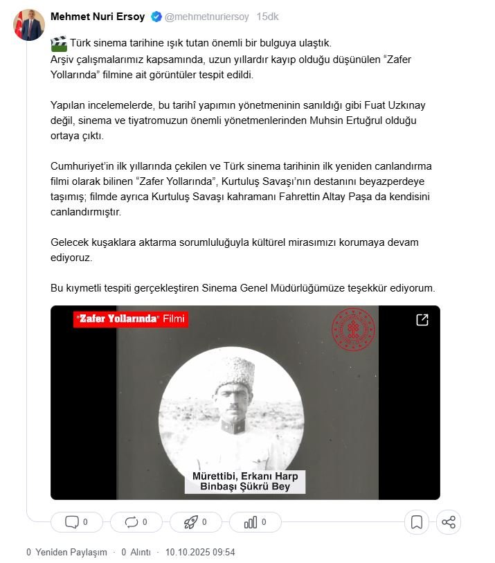 Mehmet Nuri Ersoy Zafer Yollarında açıklaması