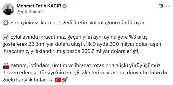 Mehmet Fatih Kacır Sanayi ve Teknoloji Bakanı