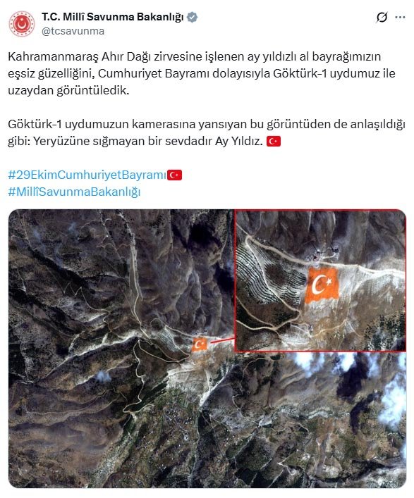 Göktürk-1 uydusu Kahramanmaraş Türk bayrağı