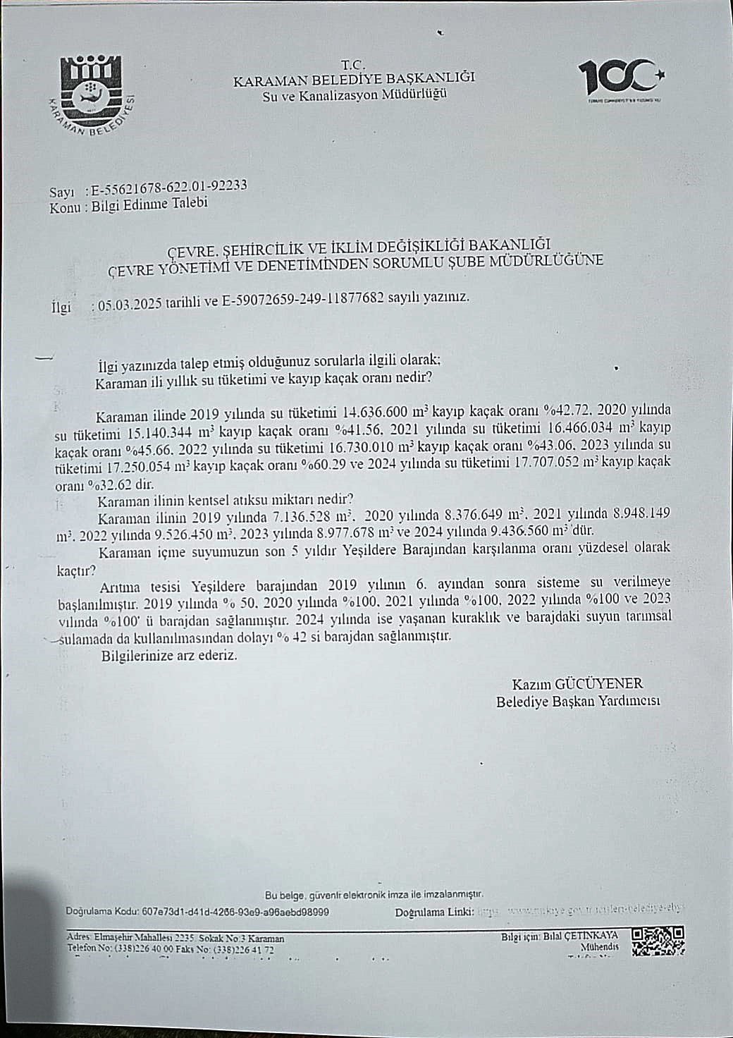 Karaman Su Şebekesi