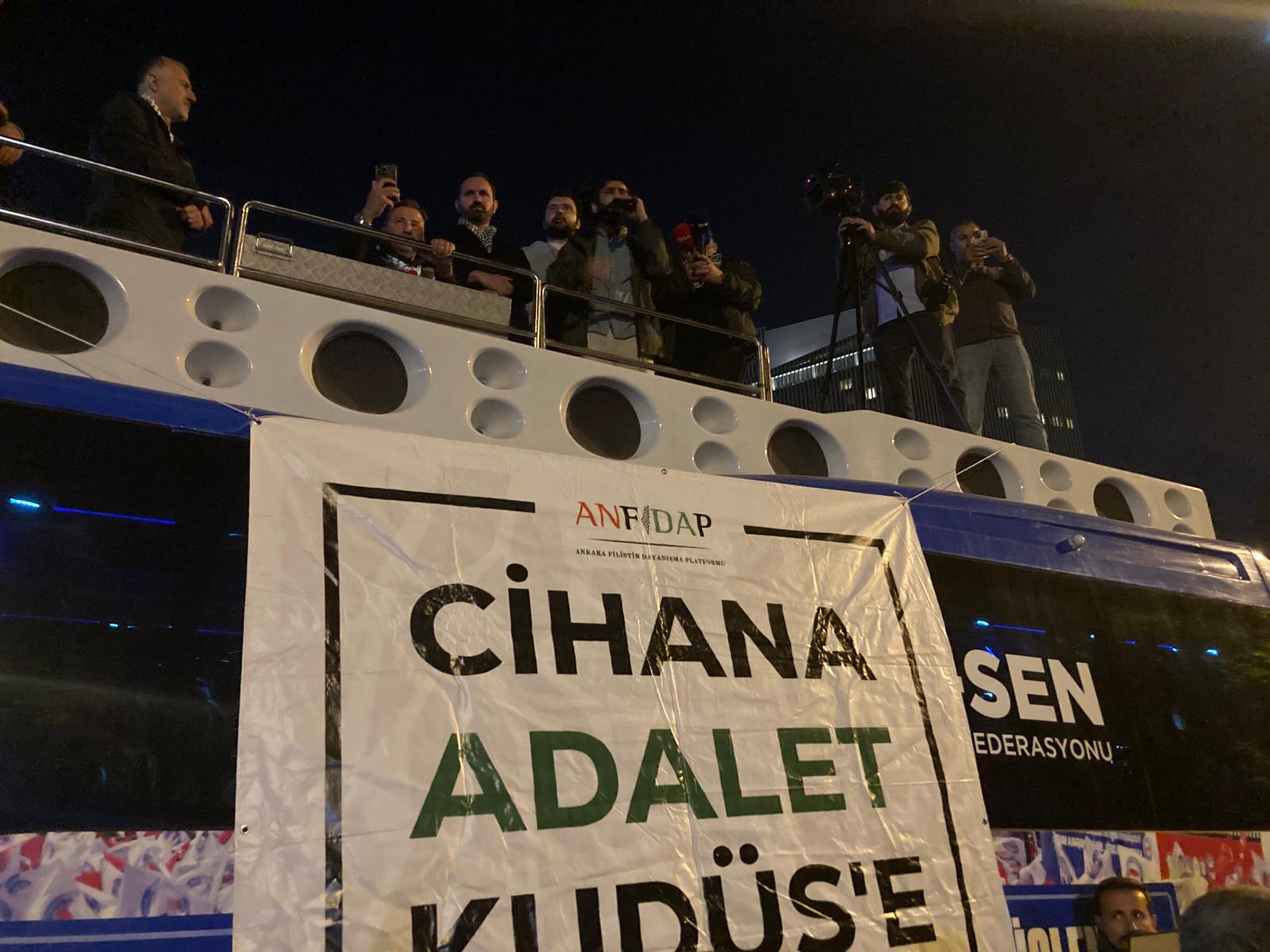 Sumud Filosu protestosu ABD Büyükelçiliği