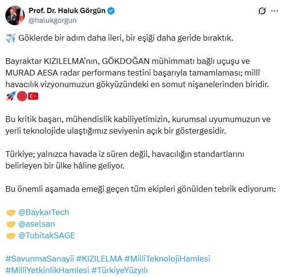 Bayraktar KIZILELMA test uçuşu