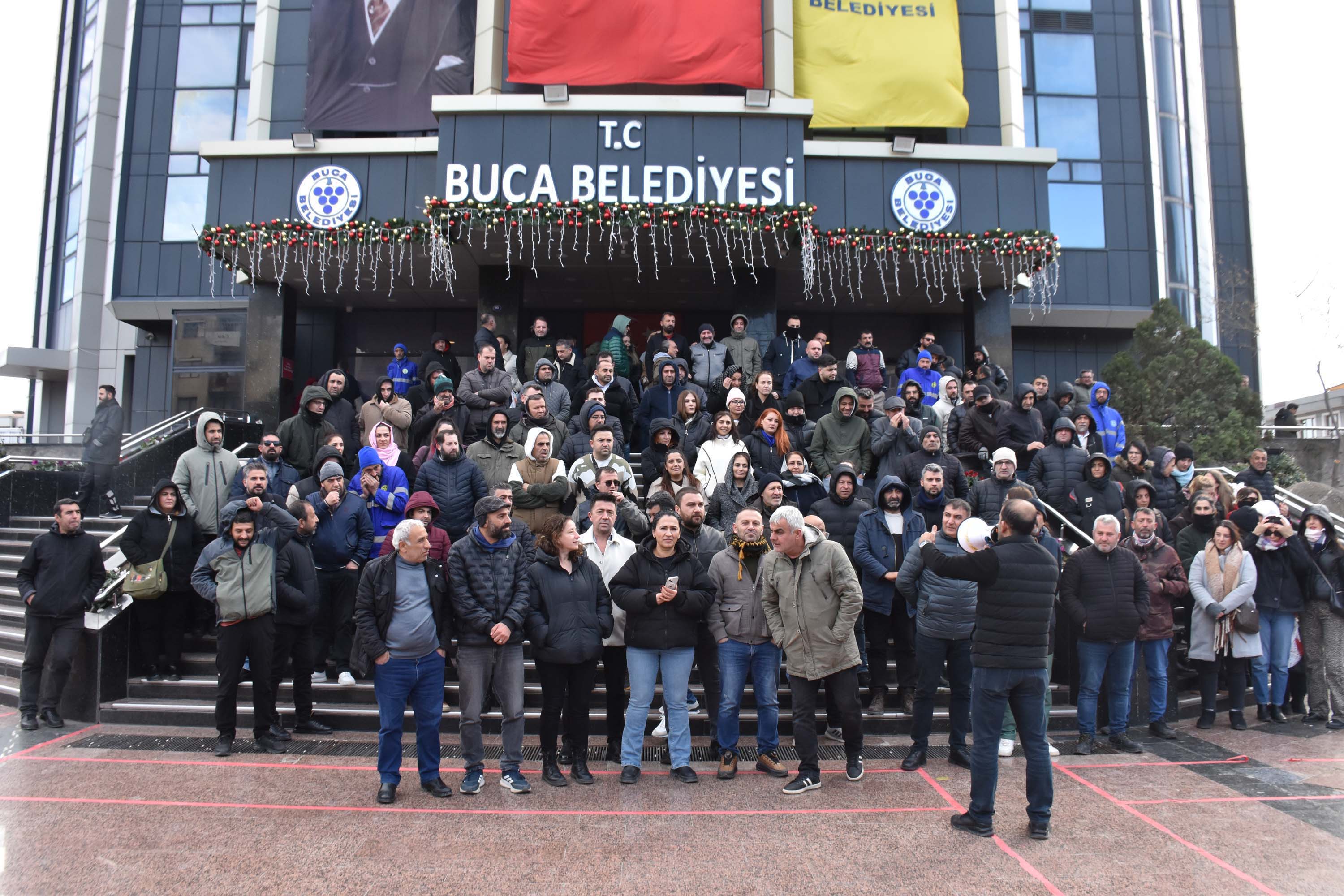 Buca Belediyesi işçileri iş bırakma eylemi