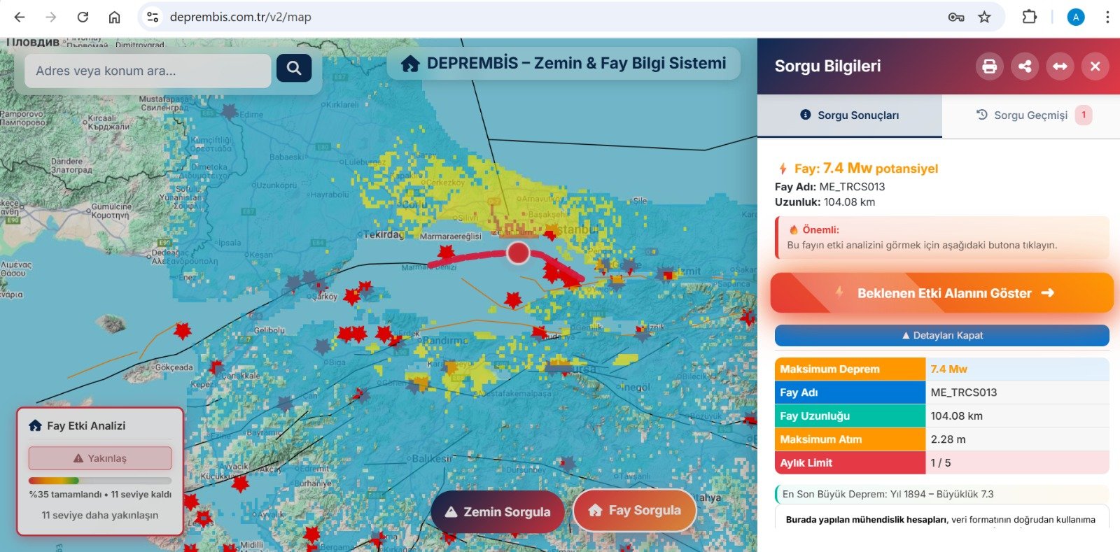 Deprem Etki Alanı Haritası