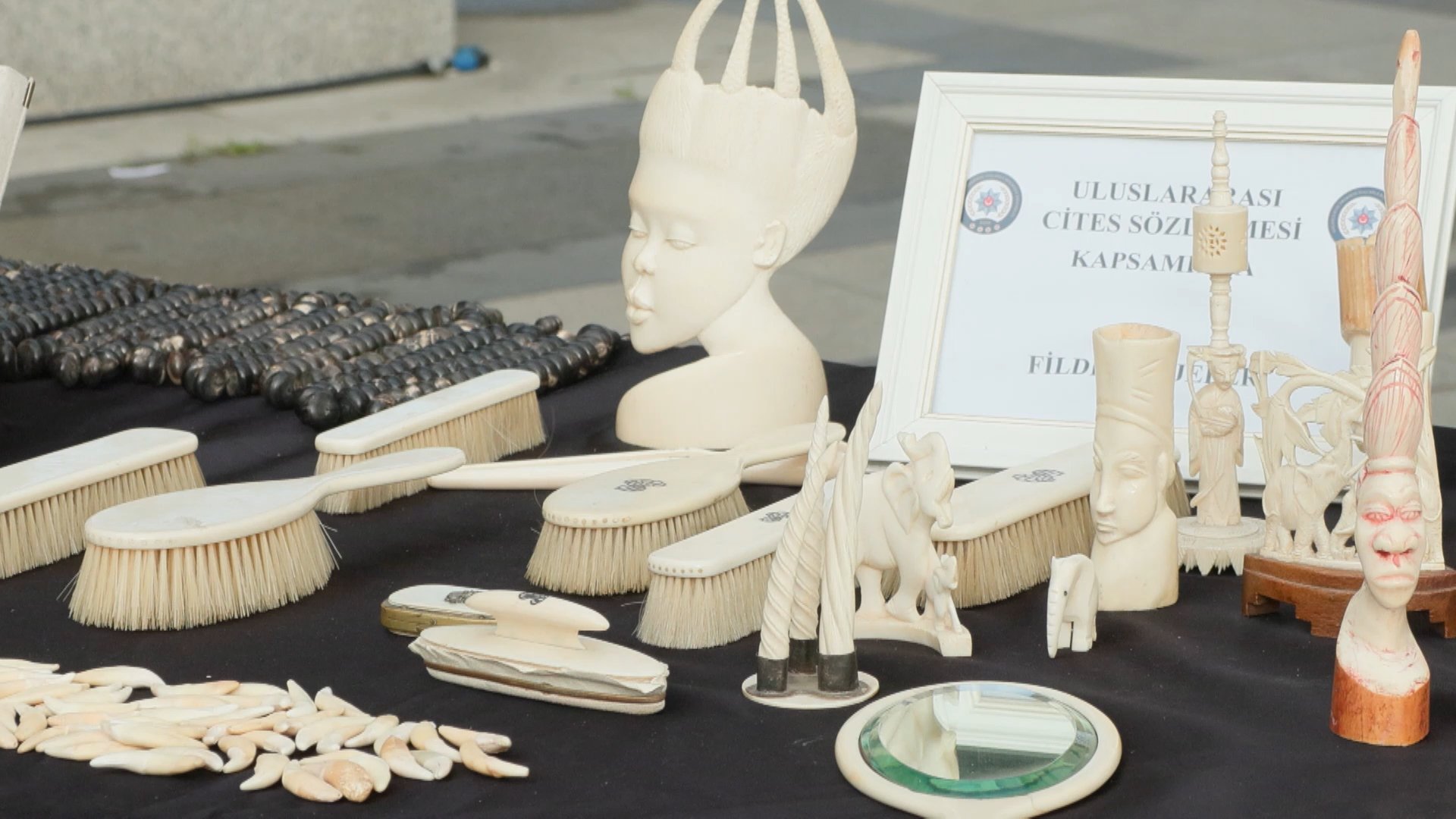 İstanbul İl Emniyet Müdürü Selami Yıldız eserleri inceliyor