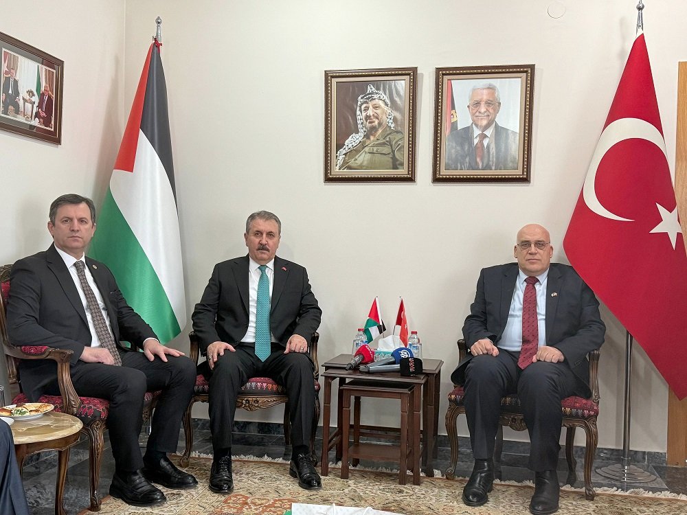 BBP Lideri Mustafa Destici Filistin Büyükelçisi Nasri Abu Jaish ile görüşüyor