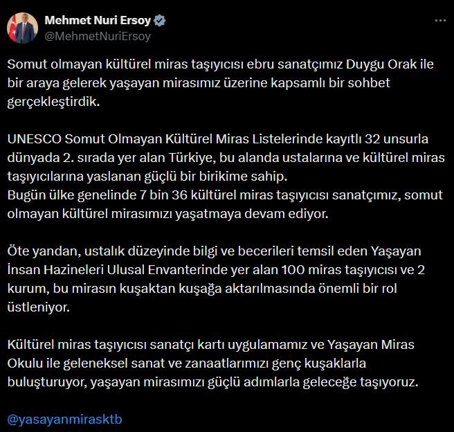 Bakan Mehmet Nuri Ersoy Ebru Sanatçısı Duygu Orak