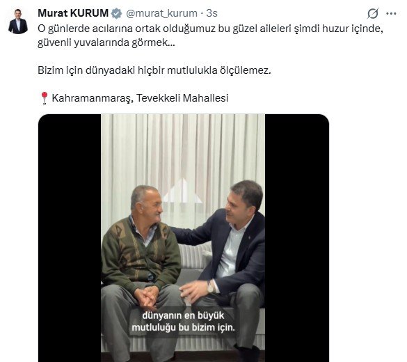 Bakan Murat Kurum ve depremzede aile duygusal anlar