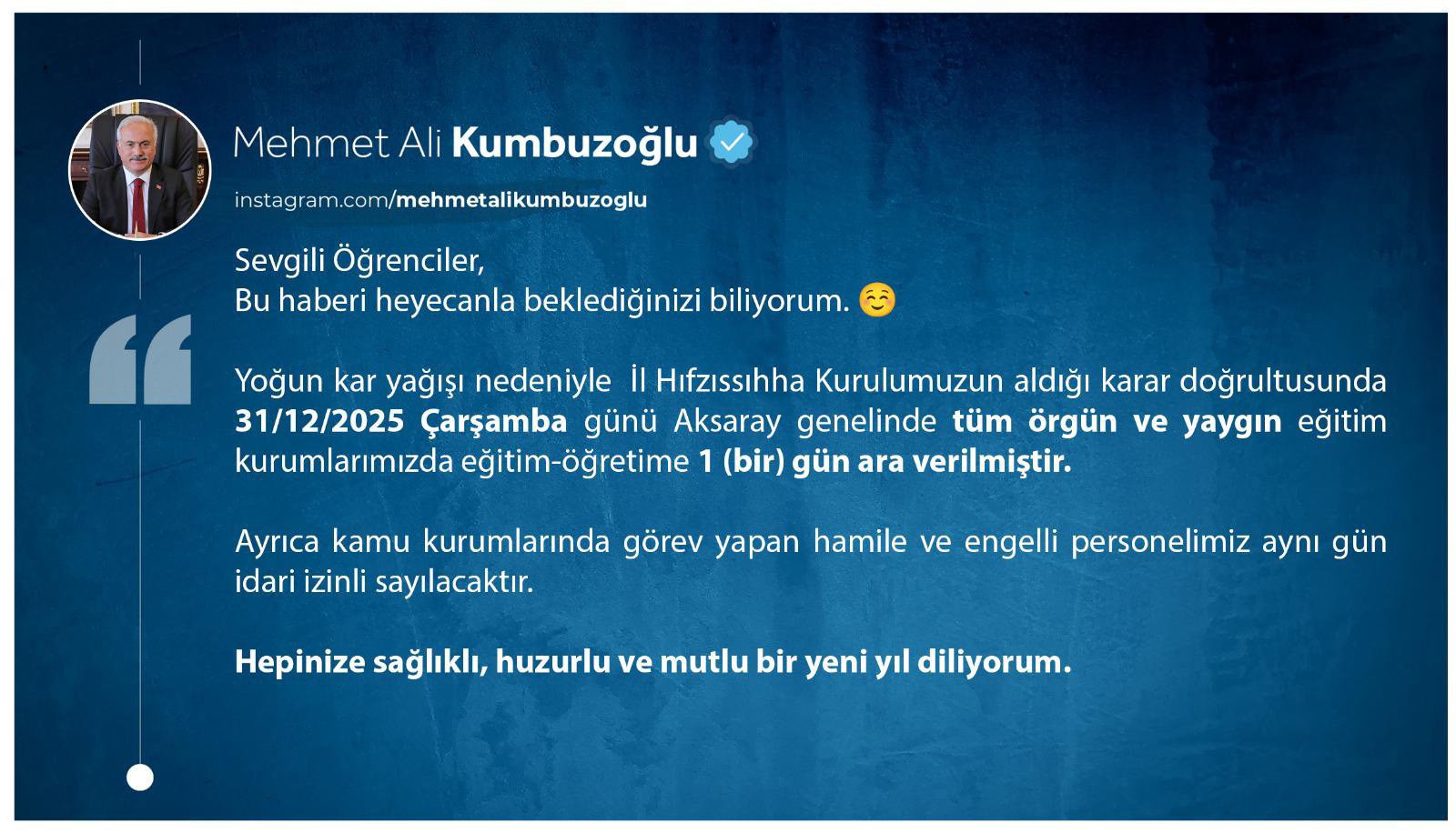 Aksaray Valisi Mehmet Ali Kumbuzoğlu