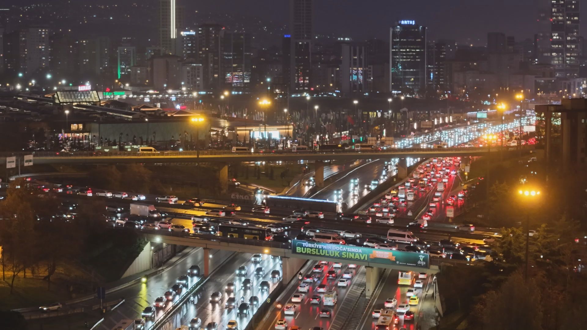 İstanbul trafik yoğunluğu havadan görüntü