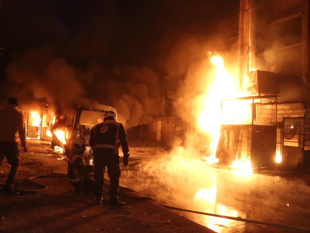 Halep Suriye yangın itfaiye müdahalesi