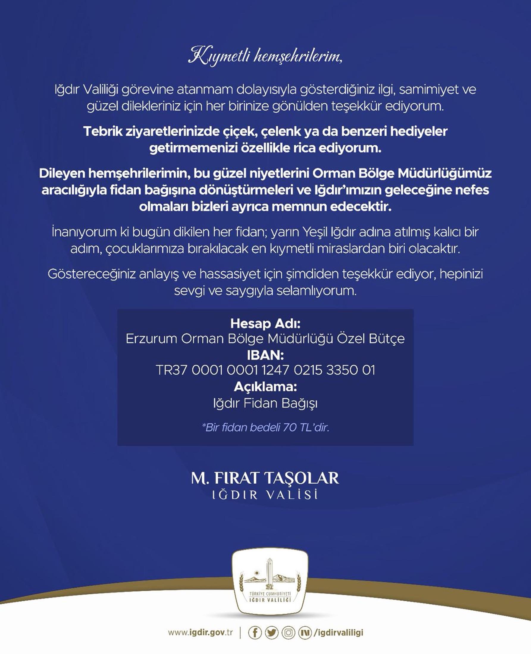 Vali Taşolar görev başında