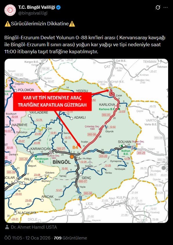 Bingöl köy yolu kar