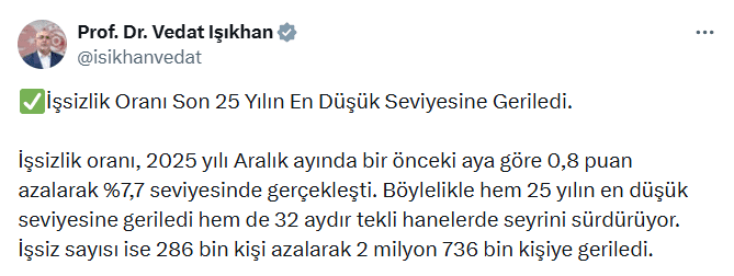 Çalışma ve Sosyal Güvenlik Bakanı Vedat Işıkhan
