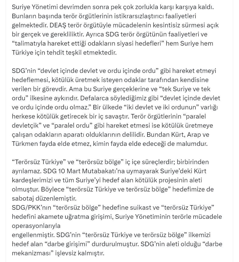 Ömer Çelik SDG PKK darbe girişimi Suriye operasyonları