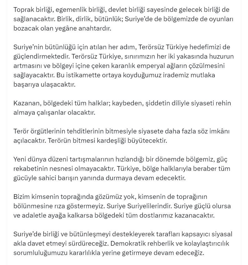 TBMM Başkanı Numan Kurtulmuş Suriye açıklaması