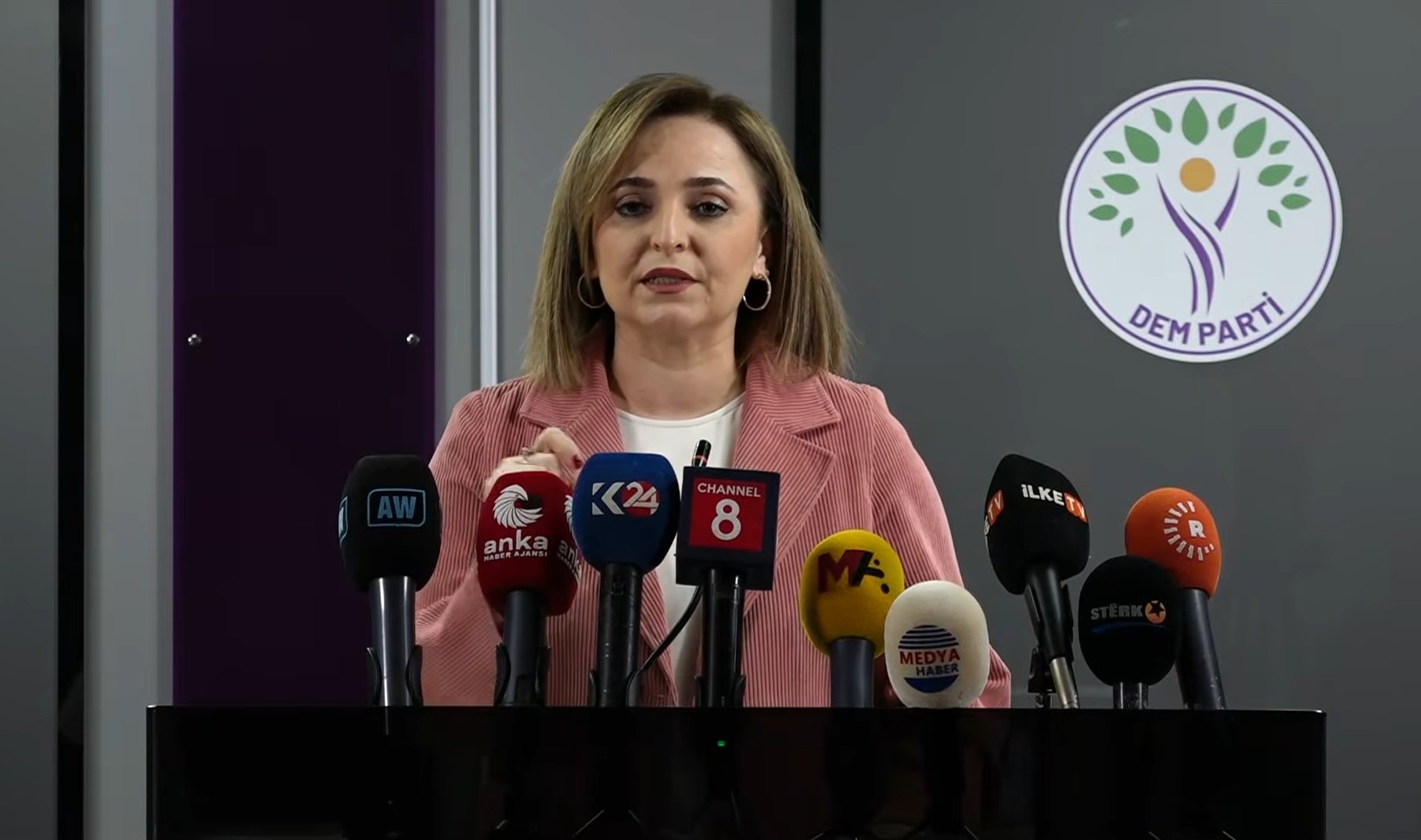 DEM Parti Sözcüsü Ayşegül Doğan konuşma yapıyor