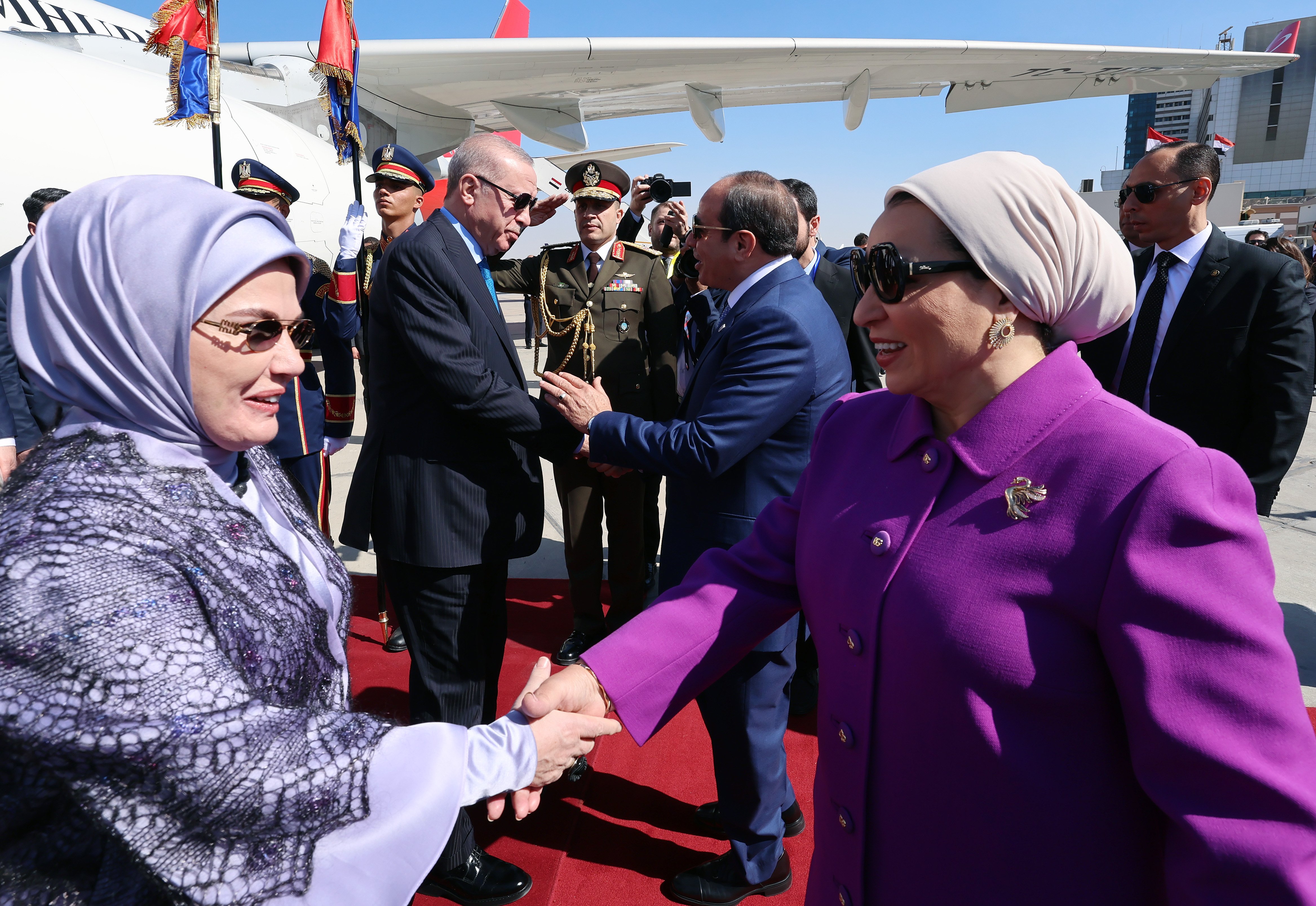 Cumhurbaşkanı Erdoğan Mısır ziyareti Kahire Havalimanı