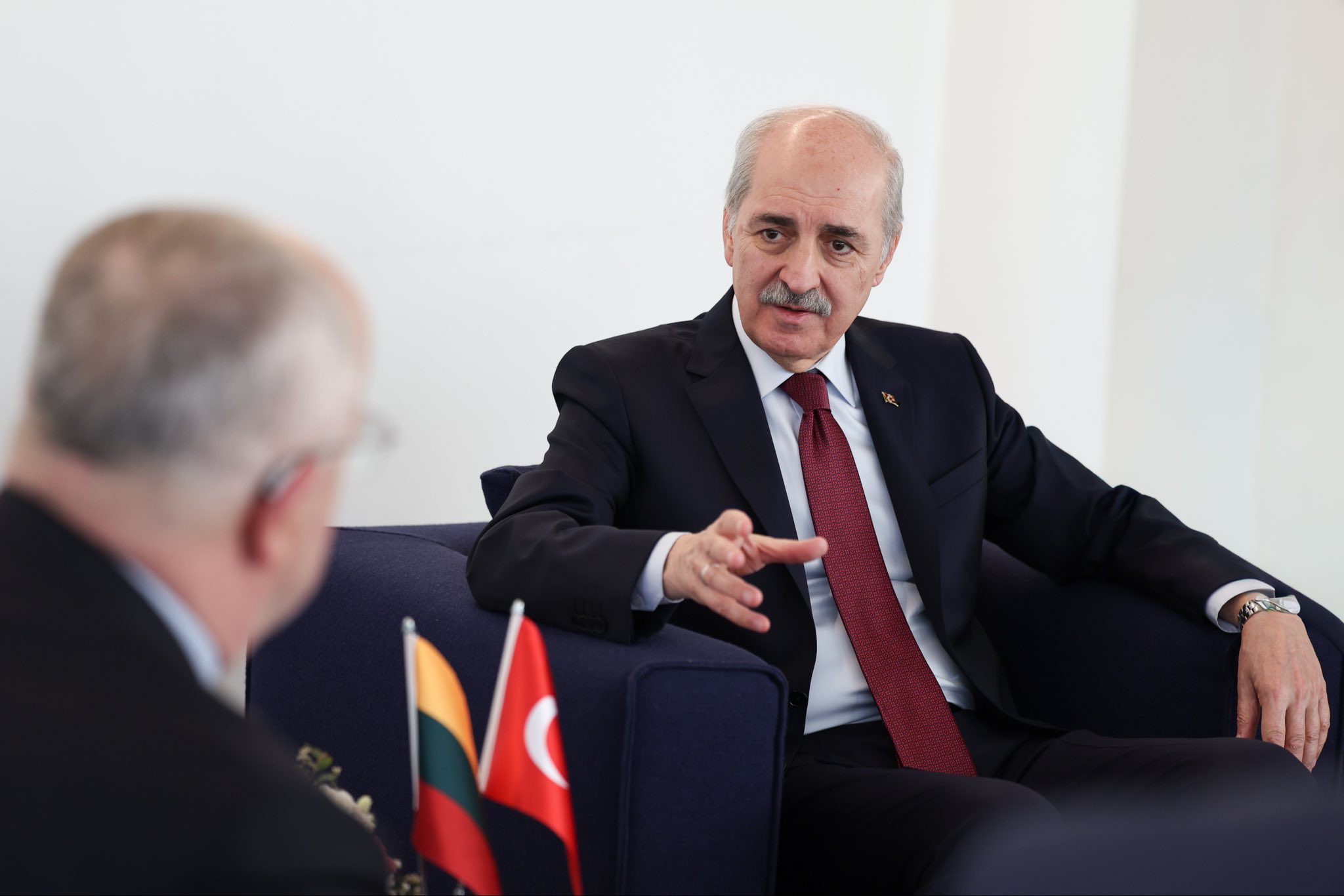 TBMM Başkanı Numan Kurtulmuş Litvanya Meclis Başkanı Juozas Olekas ile görüşüyor