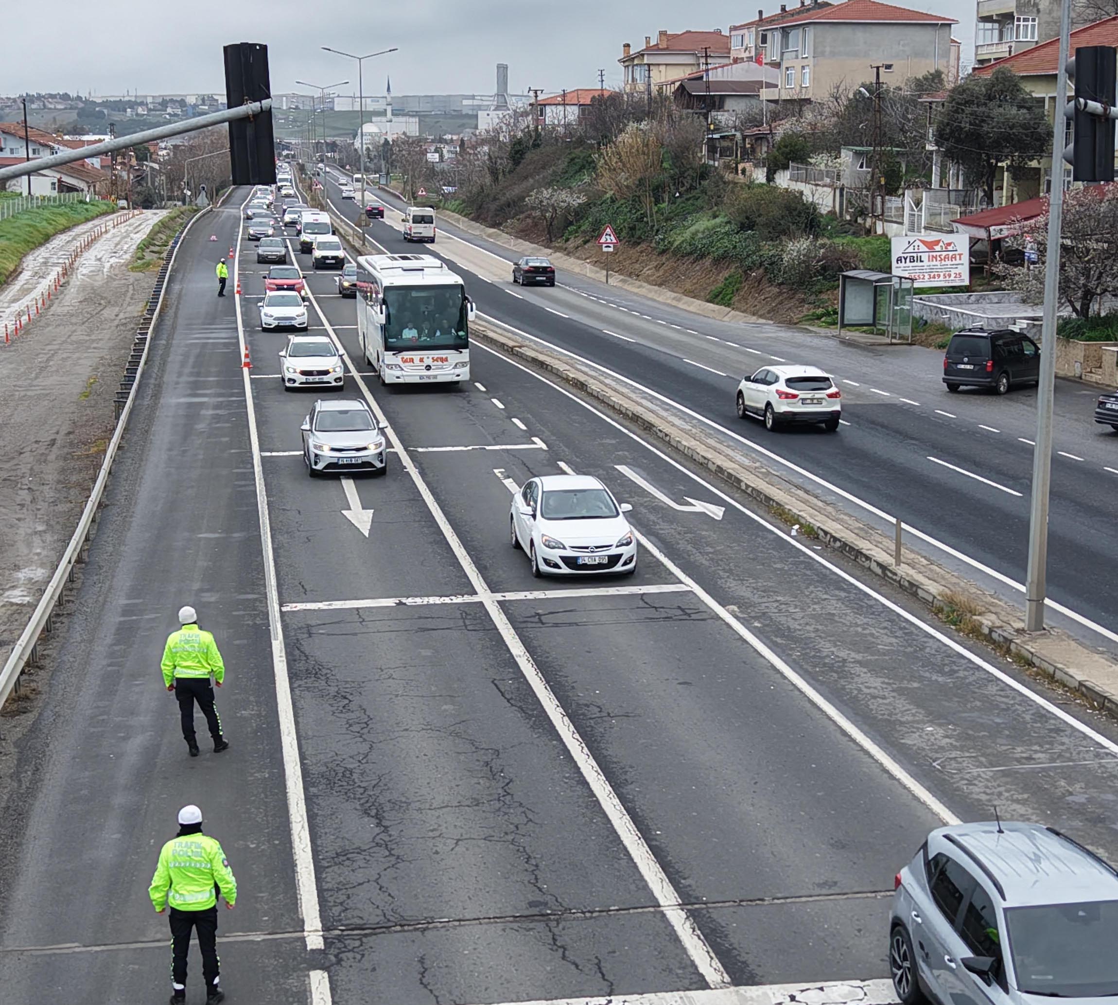 Tekirdağ İstanbul yolu araç yoğunluğu havadan