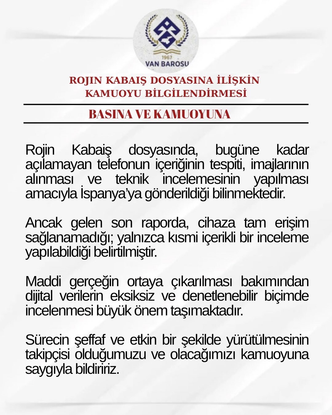 Rojin Kabaiş Davası Van YYÜ