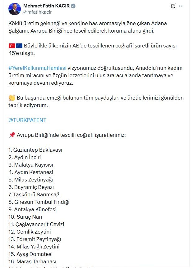 Sanayi ve Teknoloji Bakanı Mehmet Fatih Kacır