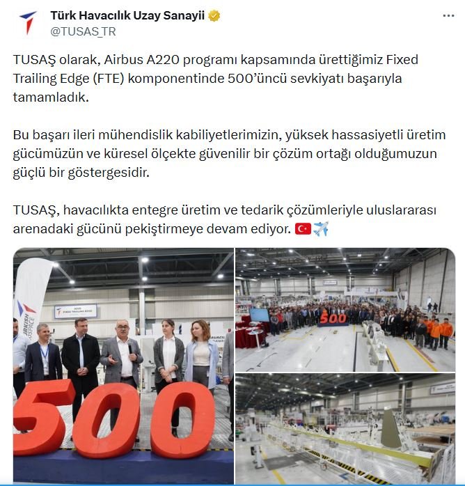 TUSAŞ üretim tesisi ve Airbus A220