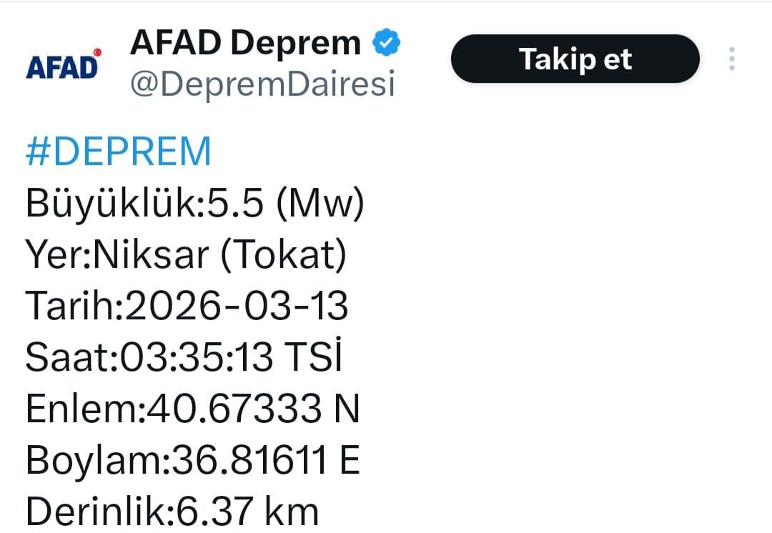 Tokat Niksar Deprem Bölgesi