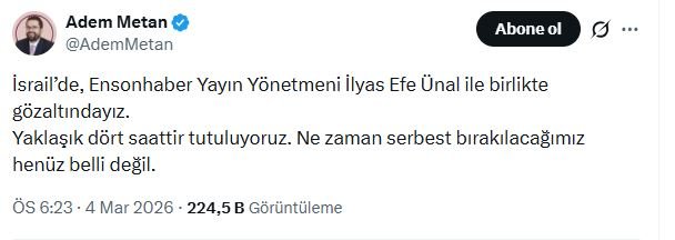 Gazeteci Adem Metan ve İlyas Efe Ünal gözaltı