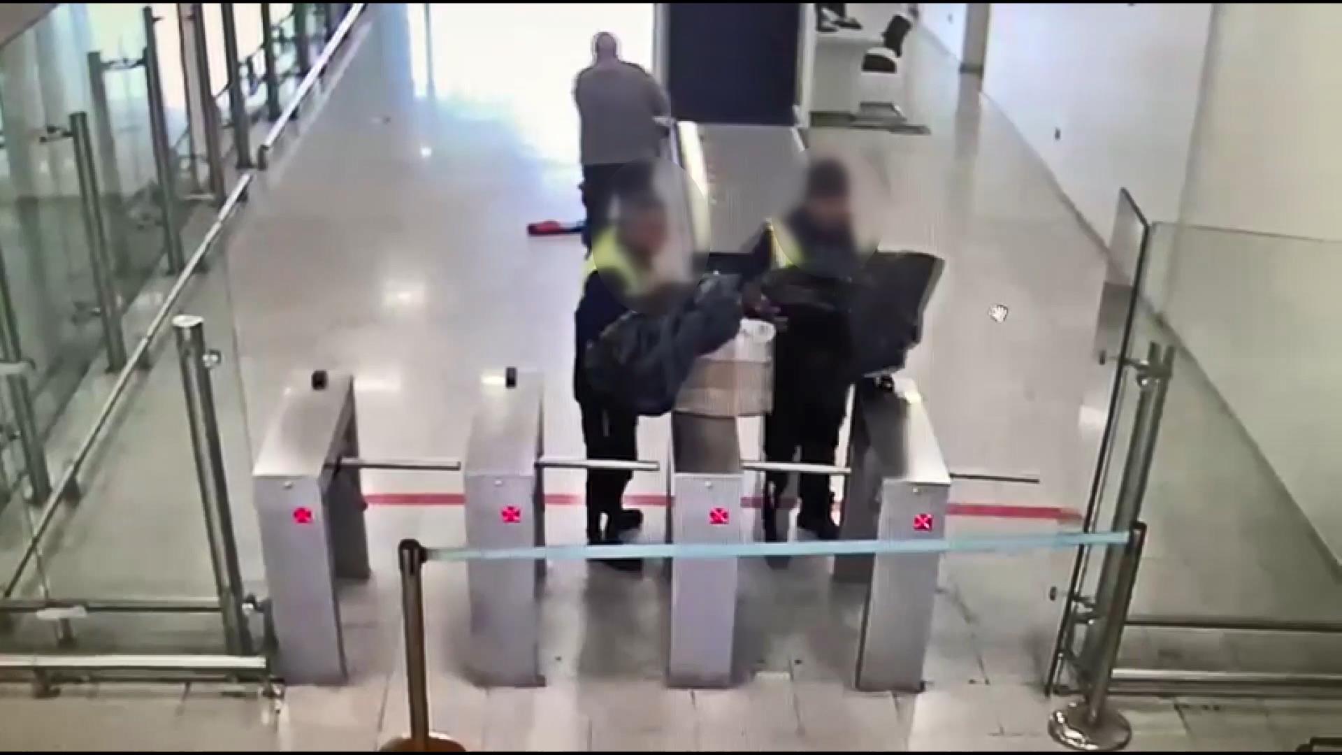 İstanbul Havalimanı uyuşturucu operasyonu güvenlik kamerası görüntüsü