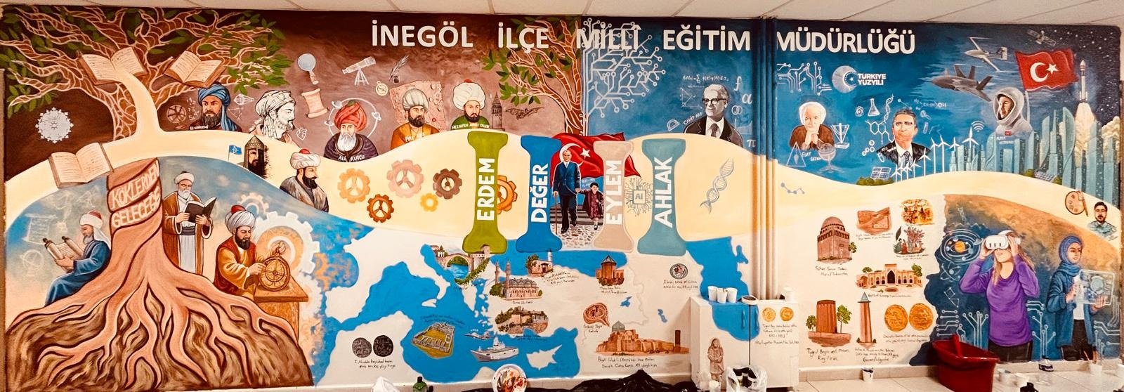 Türkiye Yüzyılı Maarif Modeli duvar resmi detay