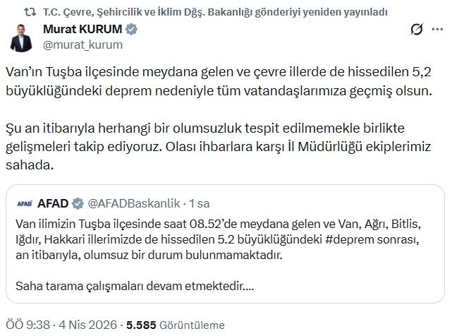 Van Depremi İçişleri Bakanı Mustafa Çiftçi