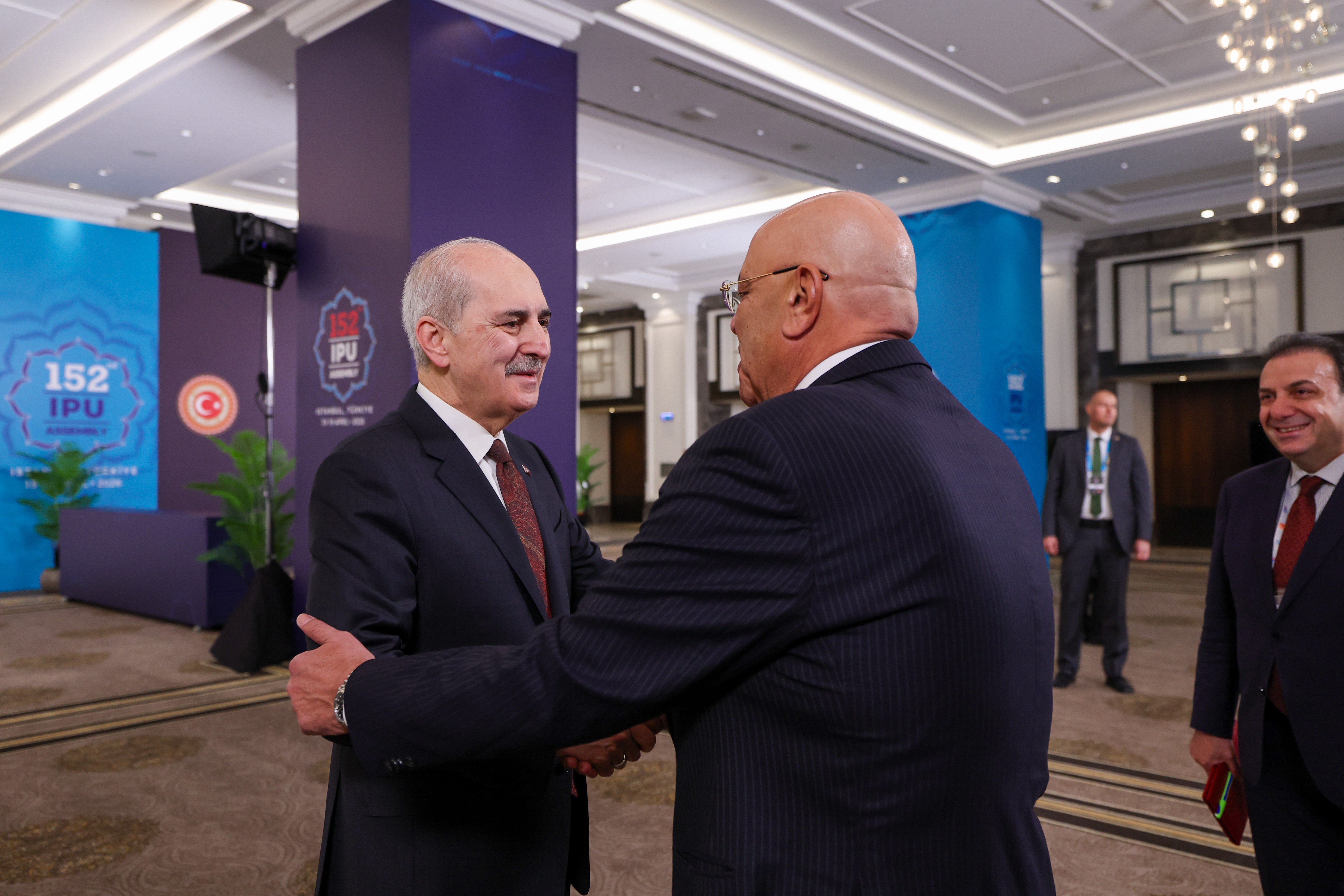 TBMM Başkanı Numan Kurtulmuş Mısır Meclis Başkanı Hisham Badawy ile görüşüyor