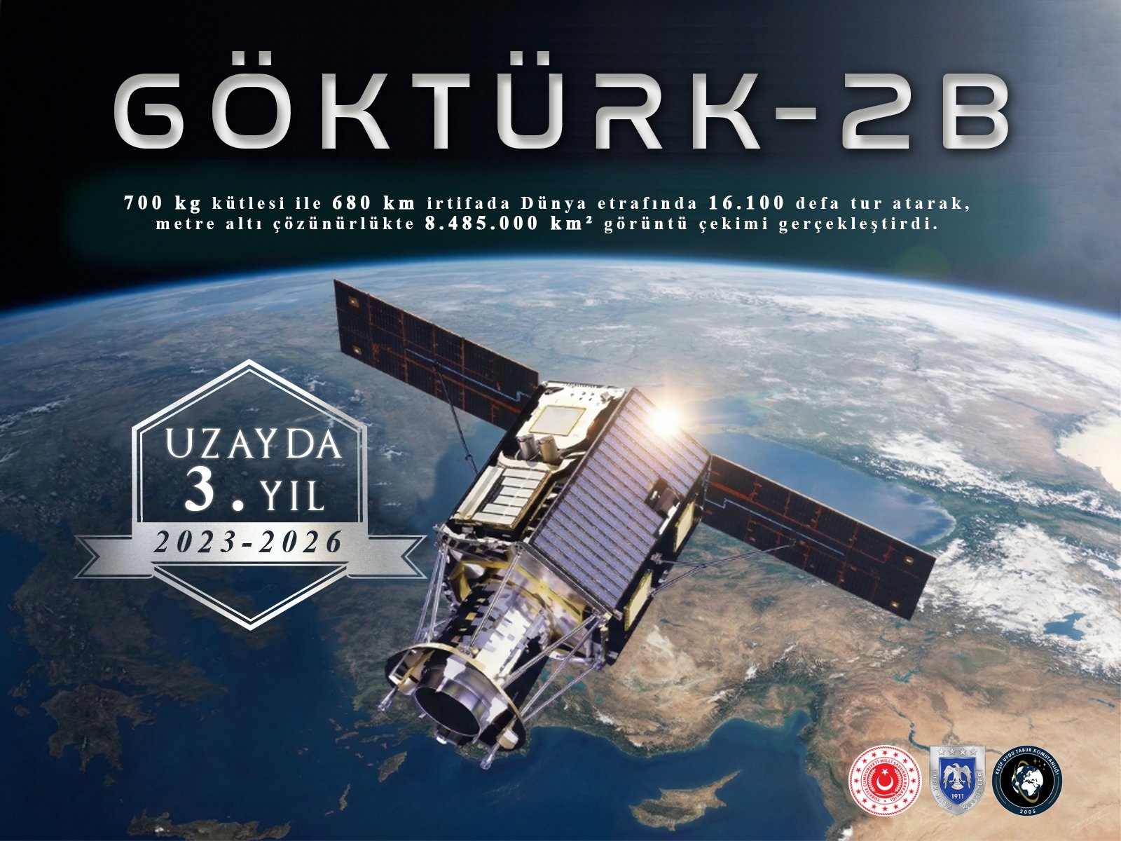 Göktürk-2B uydusu tarafından çekilen Ağrı Dağı fotoğrafı