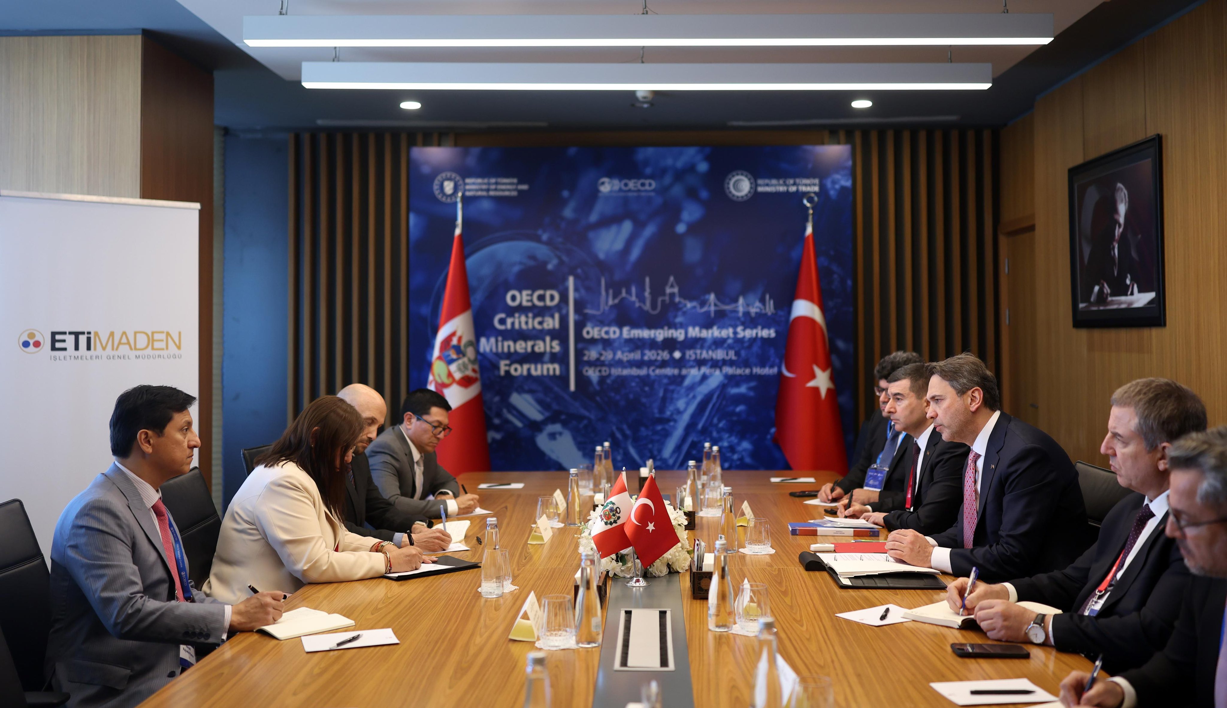 Enerji ve Tabii Kaynaklar Bakanı Alparslan Bayraktar, Peru Çevre Bakanı ile görüşme yapıyor.